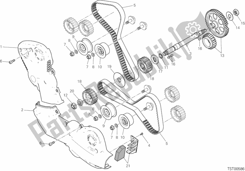 All parts for the Timing System of the Ducati Monster 1200 25 TH Anniversario USA 2019